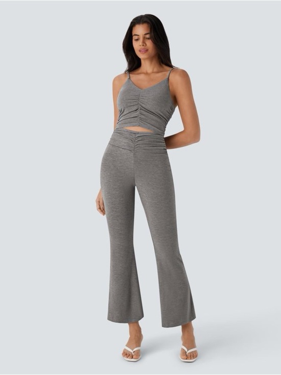 HALARA Pants - Halara Cut Out Ruched Flare Casual Slip Jumpsuit medium